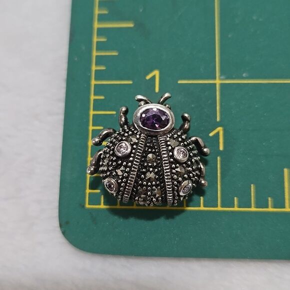 Vintage Sterling Silver Ladybug Brooch - Picture 6 of 6